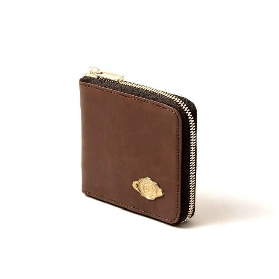 ワックスレザー　ラウンド二つ折財布 / レッドブラウン