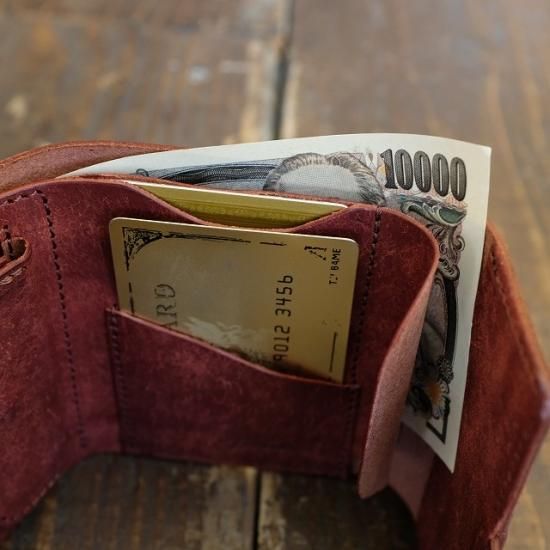 プエブロ　三つ折りコンパクト財布 / ブリックレッド