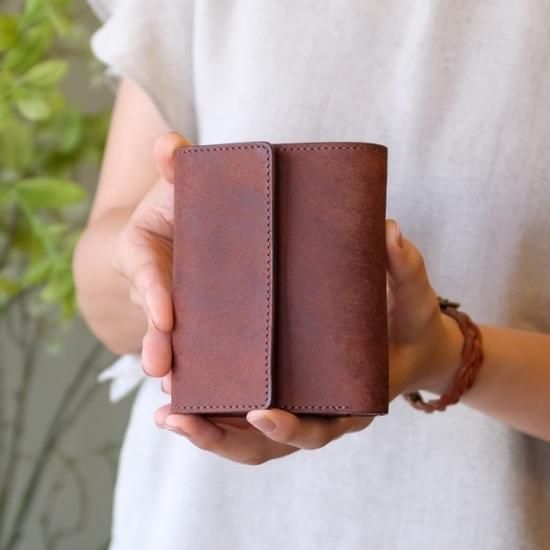 プエブロ 二つ折り財布 / ダークブラウン (左利き用)