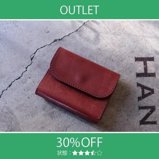 【アウトレット 30%OFF】プエブロ　タイニーウォレット / ブリックレッド #2514 展示使用・エイジング