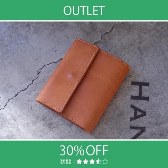 【アウトレット 30%OFF】プエブロ　二つ折り財布(左利き用) / イエロー #2522 展示使用・エイジング