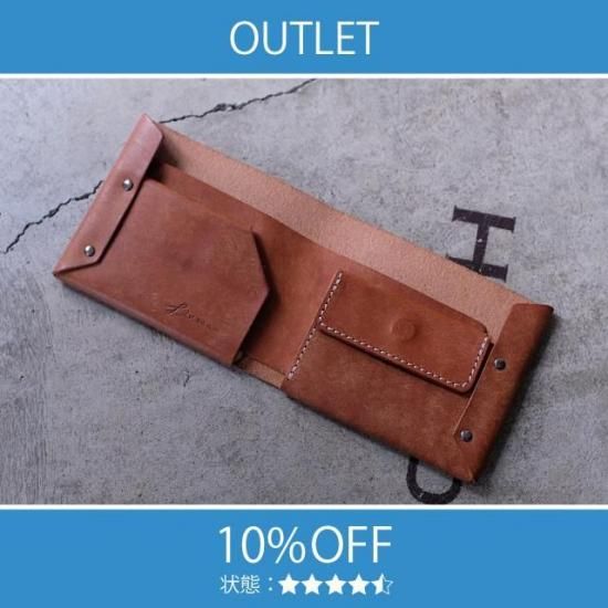 【きれいめアウトレット 10%OFF】プエブロ　ラップハーフウォレット / キャメル #2602 展示使用