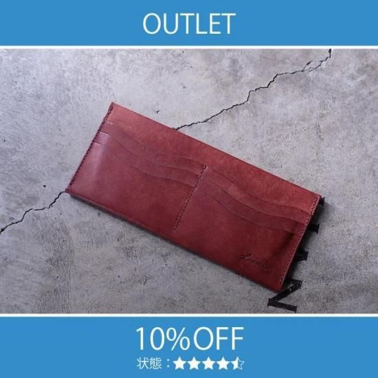 【アウトレット 10%OFF】プエブロ　シングルビルケース（長札入れ) / ブリックレッド #2617 展示使用