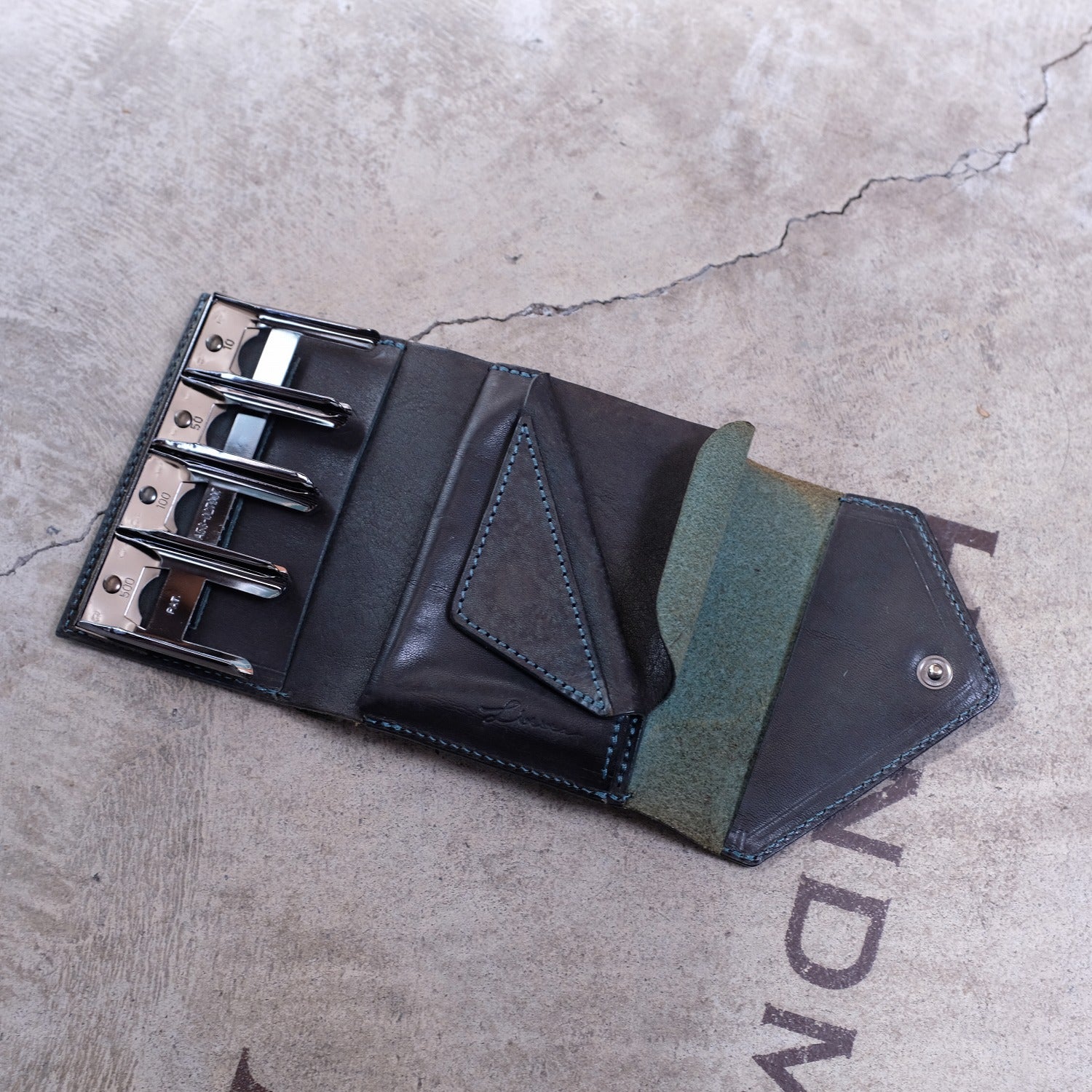 【アウトレット 30%OFF】ハバナ　コインウォレット3 / ムラ染めブルー #S006 展示使用