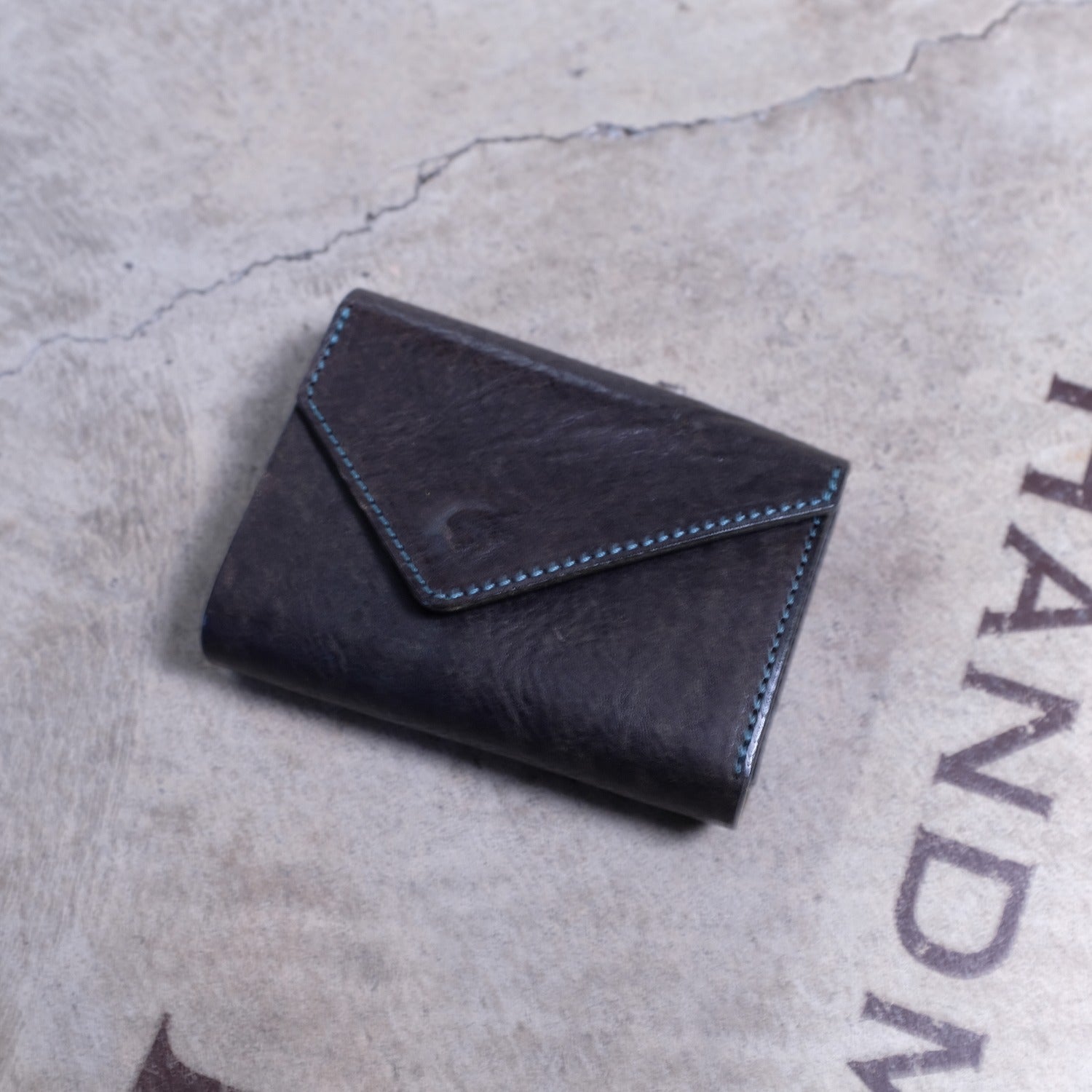 【アウトレット 30%OFF】ハバナ　コインウォレット3 / ムラ染めブルー #S006 展示使用